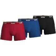 BOSS 3P Cotton Stretch Boxer Brief Long Svart/Blå bomull Medium Herre