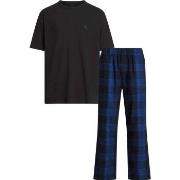 Calvin Klein Pure Flannel Short Sleeve Pyjamas Svart/Blå bomull X-Larg...