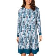 Lady Avenue Bamboo Longsleeve Nightdress Blå Mønster bomull 3XL Dame