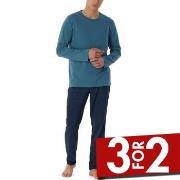 Schiesser Casual Essentials Pyjamas Marine/Blå bomull 52 Herre