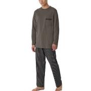 Schiesser Comfort Nightwear Long Pyjamas Brun Mønster bomull 48 Herre