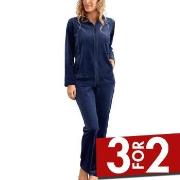 Damella Velour Plain Suit Marine Medium Dame
