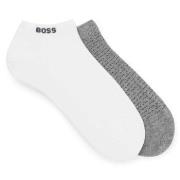 BOSS Strømper 2P Minipatetrn CC Ankle Socks Hvit/Grå Str 43/46 Herre