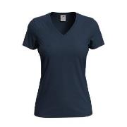 Stedman Classic V-Neck Women T-shirt Mørkblå bomull Small Dame
