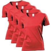 Stedman 4P Classic Women T-shirt Rød bomull X-Small Dame