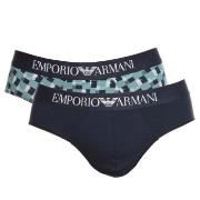 Armani Cotton Stretch Print Briefs 2P Marin/Rutet bomull Large Herre