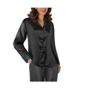 Lady Avenue Satin Pyjama With Short Sleeves Svart silke Medium Dame