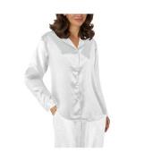 Lady Avenue Satin Pyjama With Short Sleeves Benhvit silke XX-Large Dam...