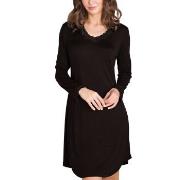 Lady Avenue Silk Jersey Nightgown With Long Sleeve Svart silke Medium ...