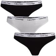 Calvin Klein Truser 6P Carousel Thongs Svart/Hvit bomull Large Dame