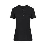 Stedman Sharon Henley T Shirt For Women Svart ringspunnet bomull X-Lar...