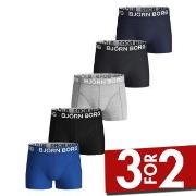 Björn Borg 5P Cotton Stretch Shorts For Boys Blå/Grå bomull 110-116