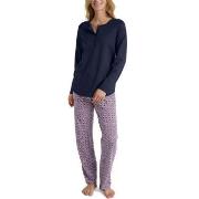 Calida Lovely Nights Pyjama Button Tab Marine/Rød bomull X-Large Dame