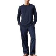 Calvin Klein Cotton Poplin Long Sleeve Pant Set Marine Small Dame