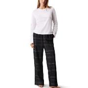 Calvin Klein Flannel Sleep LS Tee And Pant Set Hvit/Svart polyamid Med...