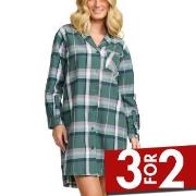 Damella Flannel Nightshirt Grønn Mønster bomull X-Large Dame