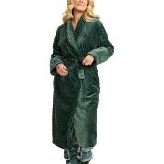 Damella Jaquard Fleece Dressing Gown Grønn polyester Medium Dame