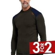 Dovre Folded Collar Baselayer Militærgrønn ull Small Herre