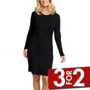 Damella Wool Long Sleeved Nightdress Svart merinoull XX-Large Dame