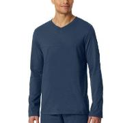 Schiesser Mix and Relax V-neck Long Sleeve Blå bomull X-Large Herre