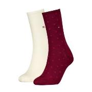 Tommy Hilfiger Strømper 2P Women Dot Sock Hvit/Rød Str 35/38 Dame