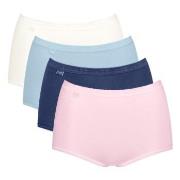 Sloggi Truser 4P Basic Plus Maxi Panty Rosa/Blå bomull 42 Dame