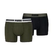 Puma 2P Everyday Placed Logo Boxer Svart/Grønn bomull Small Herre