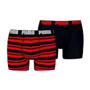 Puma 2P Heritage Stripe Boxer Svart/Rød bomull Large Herre