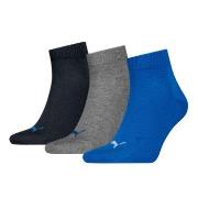 Puma Strømper 3P Quarter Socks Svart/Blå Str 35/38