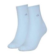 Calvin Klein Strømper 2P Short Sock Roll Top Lysblå Str 39/42 Dame