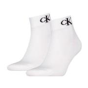 Calvin Klein Strømper 2P Monogram Quarter Socks Hvit Str 43/46 Herre