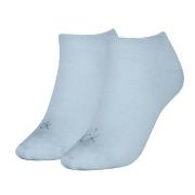 Calvin Klein Strømper 2P Shiny Logo Sneaker Socks Lysblå Str 39/42 Dam...