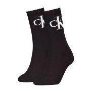 Calvin Klein Strømper 2P Women Monogram Crew Socks Svart Str 39/42 Dam...