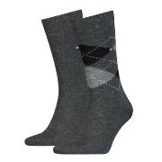 Tommy Hilfiger Strømper 2P Men Sock Check Mørkgrå  Str 39/42 Herre