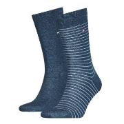 Tommy Hilfiger Strømper 2P Men Sock Stripe Jeansblå Str 47/49 Herre
