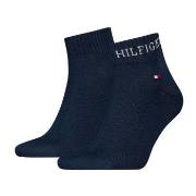 Tommy Hilfiger Strømper 2P Men Tab Quarter Socks Marine Str 39/42 Herr...