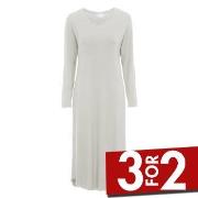 Damella Bamboo Plain Long Sleeve Nightdress Grå Bambus XX-Large Dame