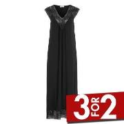 Damella Long Viscose Plain Sleeveless Nightdress Svart viskose Small D...