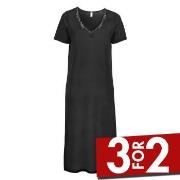 Damella Silk Short Sleeve Nightdress Svart silke XX-Large Dame