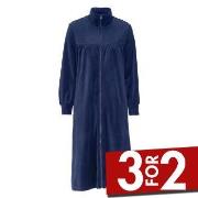 Damella Velour Plain Robe Marine X-Large Dame