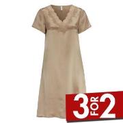 Damella Woven Silk Plain Nightdress Nougat silke Medium Dame
