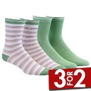 Damella Strømper 2P Bamboo Socks Grønn stripet Str 35/38 Dame