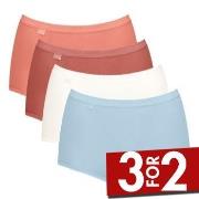 Sloggi Truser 4P Basic Plus Maxi Panty Blå/Oransje bomull 38 Dame