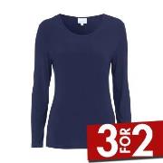 Damella Bamboo Long Sleeve Top Marine Bambus Small Dame