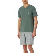 Schiesser 95-5 Short Pyjama V-neck Khaki bomull 52 Herre