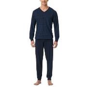 Schiesser Comfort Essentials V-Neck Long Pyjamas Mørkblå bomull 4XL He...