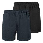 Schiesser 2P Long Boxershorts Svart/Blå bomull Small Herre