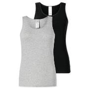 Schiesser 2P Modern Lace Top Svart/Grå bomull 36 Dame