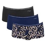 Sloggi Truser 3P GO Crush Hipster Shorts Svart/Blå bomull Small Dame