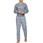 BOSS Cosy Cotton Long Pyjama Grå/Blå bomull Large Herre